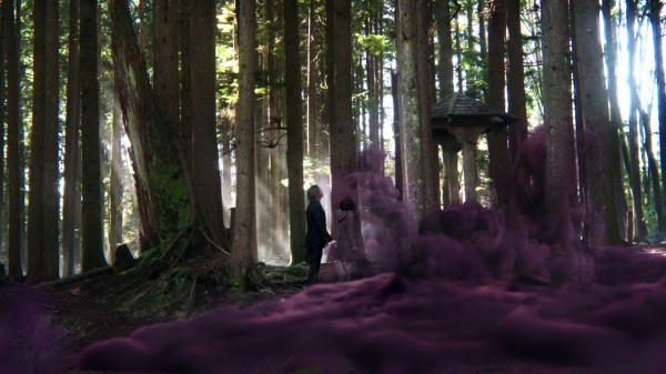 Mr Gold and Belle at well with purple smoke (A Land Without Magic-s01e22)