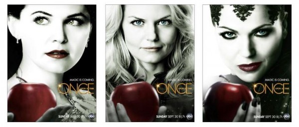 Once Upon a Time season 2 poster-Snow, Emma, and Regina with apples
