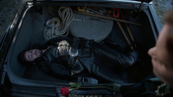 Hook tied up in the trunk (3x19 A Curious Thing)