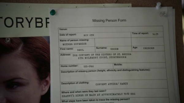 Once Upon a Time 4x13 Darkness on the Edge of Town - Blue Fairy Missing Person sheet