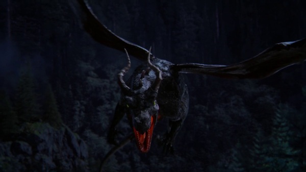 Once Upon a Time 4x14 Unforgiven - Maleficent Dragon Form Crossing the bridge with the Charmings