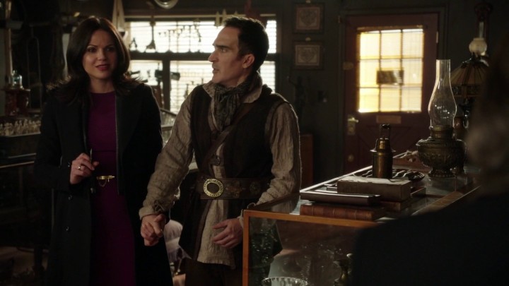 Once Upon a Time 4x21 Mother - Regina and Author Isaac at Mr. Gold's shop