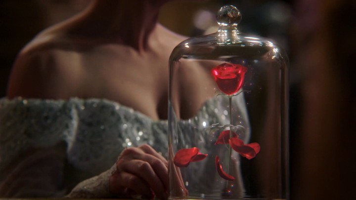 Once Upon a Time 5x02 The Price - Belle holds Rumple Enchanted Rose Petals Falling