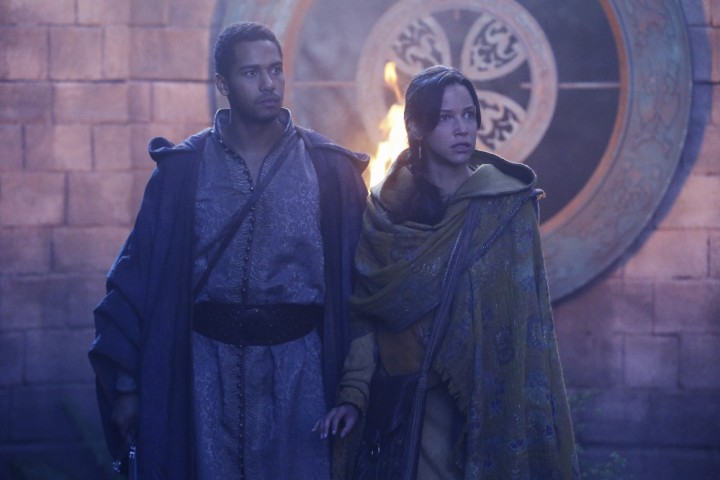 Once Upon a Time podcast 5x07 Nimue - Merlin and Nimue standing at original fire