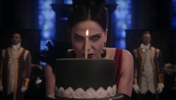 Once Upon a Time 5x12 Souls of the Departed - The Evil Queen Regina blowing her birthday cake