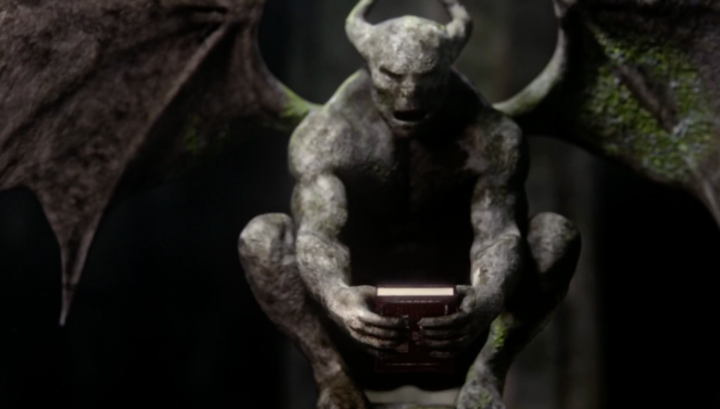 Once Upon a Time 5x21 Last Rites - River of Lost Souls Acheron gargoyle holding storybook