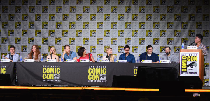 ONCE UPON A TIME - Executive producers and cast of "Once Upon a Time" were featured at the Comic-Con Convention in San Diego, California, on July 23, 2016. (ABC/Todd Wawrychuk) JARED GILMORE, REBECCA MADER, EMILIE DERAVIN, JOSH DALLAS, LANA PARILLA, JENNIFER MORRISON, COLIN O’DONOGHUE, ADAM HOROWITZ (EXECUTIVE PRODUCER), EDWARD KITSIS (EXECUTIVE PRODUCER), YVETTE NICOLE BROWN (MODERATOR)