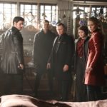 Once Upon a Time podcast 6x19 The Black Fairy - Hook, Gideon, Rumplestiltskin, Belle and Emma at Mr. Gold's shop