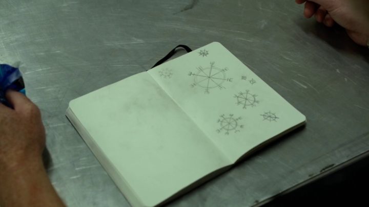 Once Upon a Time 7x05 Greenbacks - Rune in Eloise Gardener's notebook that ward off evil